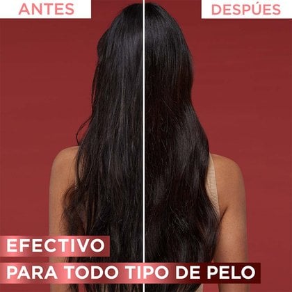 Comparación antes y después del uso de Elvive Aminexil en cabello con quiebre