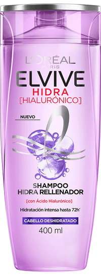 Packshot Shampoo Elvive morado con ácido hialurónico