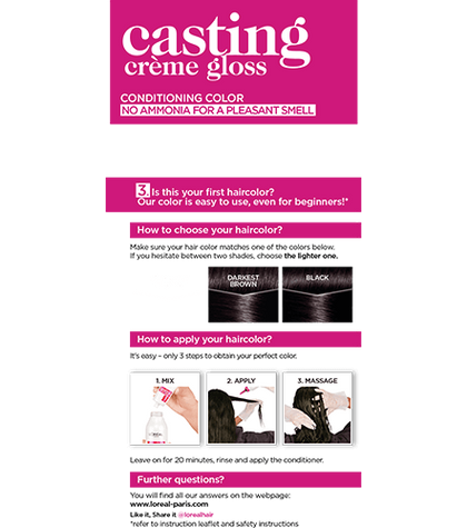 Foto del dorso del envase de la coloracion Casting Creme Gloss 100