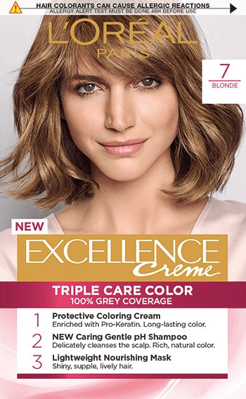 Foto del envase de la coloracion Excellence Creme 7 Rubio