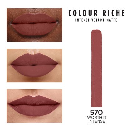 Color Riche intense volume matte. 570 le Nude worth it intense Centroamerica.